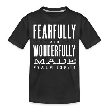 Ängstlich Und Wunderbar Gemachter Psalm 139 - Kinder Premium Bio T-Shirt - Schwarz - Vorne