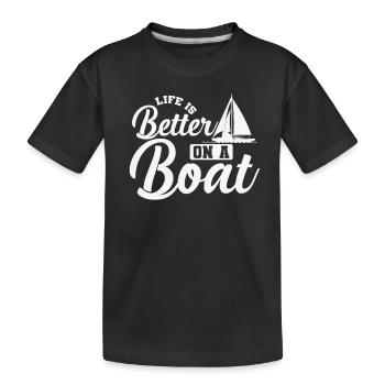 La vie est meilleure sur un bateau de sport de voilier - T-shirt bio Premium Enfant - noir - Devant
