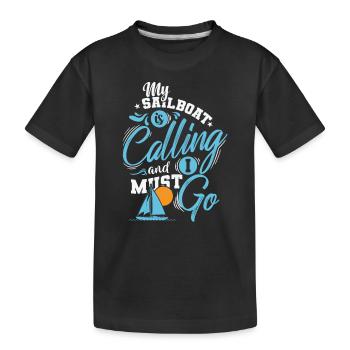 Mon voilier m’appelle Je dois y aller Voile - T-shirt bio Premium Enfant - noir - Devant