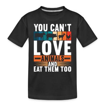 Vegan Vegetarier - Kinder Premium Bio T-Shirt - Schwarz - Vorne