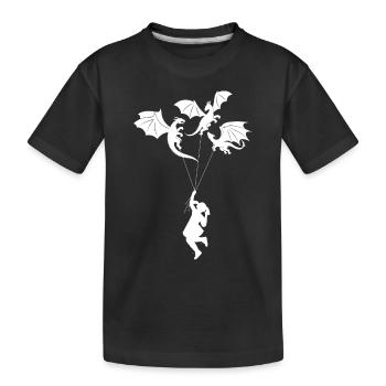 Funny Trendy Little Girl With Dragon - Kids' Premium Organic T-Shirt - black - Front