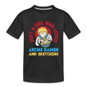 Girl Anime Ramen Drawing Gift - Kids' Premium Organic T-Shirt - black - Front