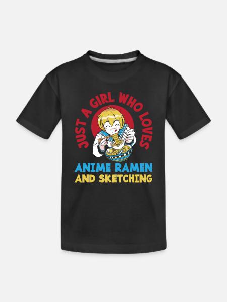 Girl Anime Ramen Drawing Gift - Kids' Premium Organic T-Shirt - black