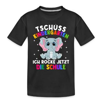Bye Kindergarten Einschulung Schulkind Elefant - Kinder Premium Bio T-Shirt - Schwarz - Vorne
