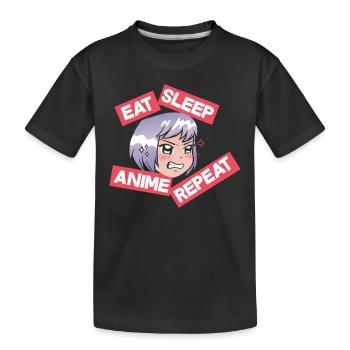 Essen Schlafen Anime - Kinder Premium Bio T-Shirt - Schwarz - Vorne