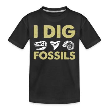 Dicton de l’archéologie - Je creuse des fossiles - T-shirt bio Premium Enfant - noir - Devant