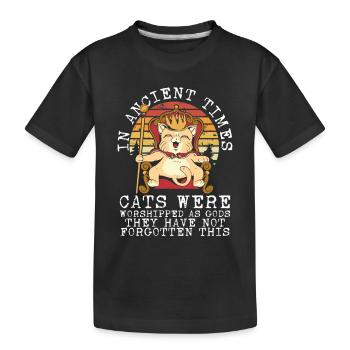 Les chats étaient vénérés comme des dieux - T-shirt bio Premium Enfant - noir - Devant