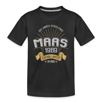Mars 1989 34 Ans Anniversaire Vintage Idée Cadeau - T-shirt bio Premium Enfant - noir - Devant