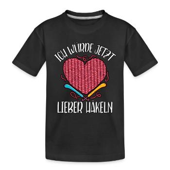 Häkeln - Kinder Premium Bio T-Shirt - Schwarz - Vorne