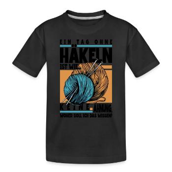 Häkeln - Kinder Premium Bio T-Shirt - Schwarz - Vorne