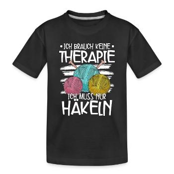 Häkeln - Kinder Premium Bio T-Shirt - Schwarz - Vorne