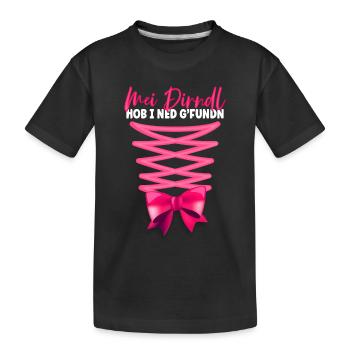 Mei Dirndl Hob I Ned Gfundn - Kids' Premium Organic T-Shirt - black - Front