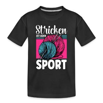Häkeln - Kinder Premium Bio T-Shirt - Schwarz - Vorne