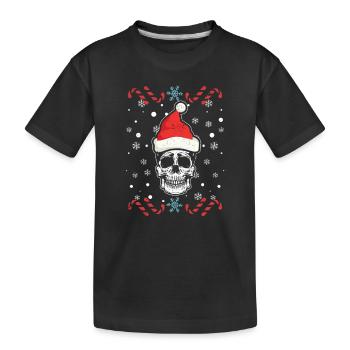 Piratenschädel Weihnachtsmannmütze Weihnachtspyjam - Kinder Premium Bio T-Shirt - Schwarz - Vorne