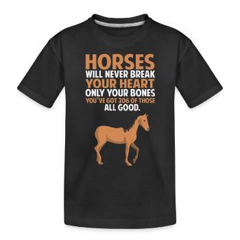 Pferde Werden Niemals Dein Herz Brechen - Kinder Premium Bio T-Shirt - Schwarz - Vorne