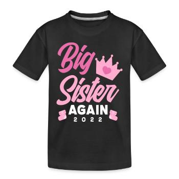 Encore une fois, annonce de grossesse de sœur 2022 - T-shirt bio Premium Enfant - noir - Devant