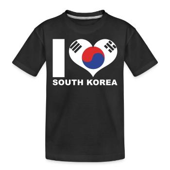I love South Korea heart flag South Korea - Kids' Premium Organic T-Shirt - black - Front