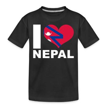 Ich liebe Nepal Herz Flagge Nepal - Kinder Premium Bio T-Shirt - Schwarz - Vorne