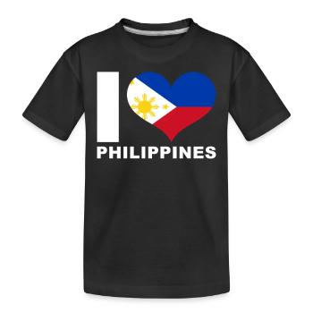J’aime le drapeau du cœur des Philippines Philippines - T-shirt bio Premium Enfant - noir - Devant