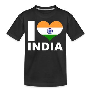 J’aime l’Inde drapeau du cœur Inde - T-shirt bio Premium Enfant - noir - Devant