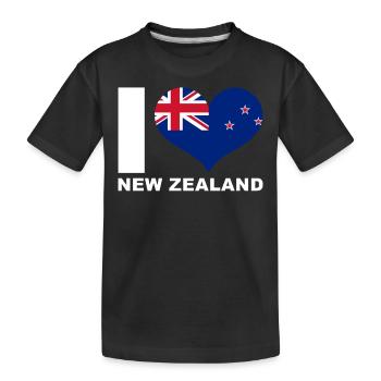 Ich liebe Neuseeland Herz Flagge Neuseeland - Kinder Premium Bio T-Shirt - Schwarz - Vorne