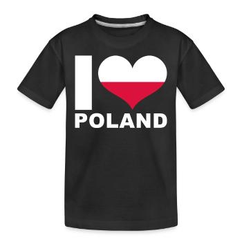 I love Poland heart flag Poland - Kids' Premium Organic T-Shirt - black - Front