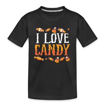 I love Halloween candy - Kids' Premium Organic T-Shirt - black - Front