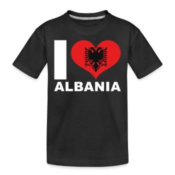 Ich liebe Albanien Herz Flagge Albanien - Kinder Premium Bio T-Shirt - Schwarz - Vorne