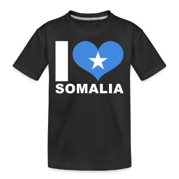 Ich liebe Somalia Herz Flagge Somalia - Kinder Premium Bio T-Shirt - Schwarz - Vorne