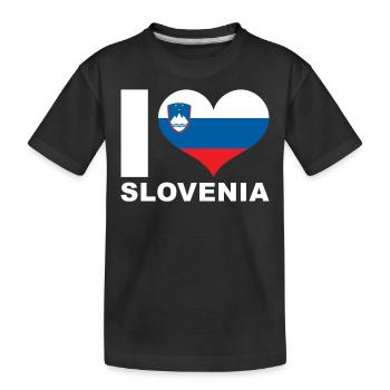Ich liebe Slowenien Herz Flagge Slowenien - Kinder Premium Bio T-Shirt - Schwarz - Vorne