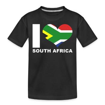 J’aime l’Afrique du Sud drapeau du cœur Afrique du Sud - T-shirt bio Premium Enfant - noir - Devant