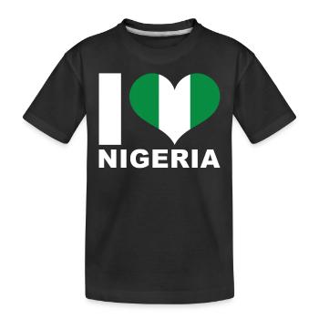 Ich liebe Nigeria Herz Flagge Nigeria - Kinder Premium Bio T-Shirt - Schwarz - Vorne