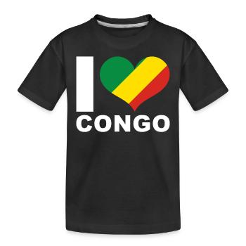 J’aime le drapeau du cœur du Congo Congo - T-shirt bio Premium Enfant - noir - Devant