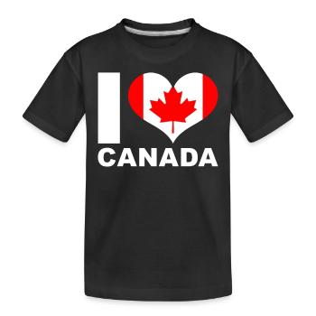 J’aime le drapeau du cœur du Canada - T-shirt bio Premium Enfant - noir - Devant
