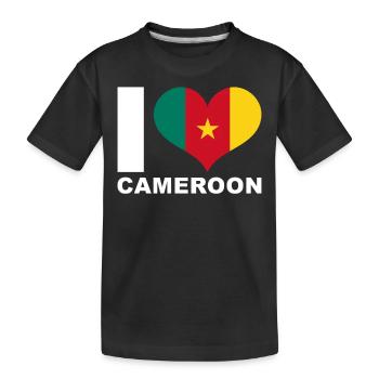 Ich liebe Kamerun Herz Flagge Kamerun - Kinder Premium Bio T-Shirt - Schwarz - Vorne