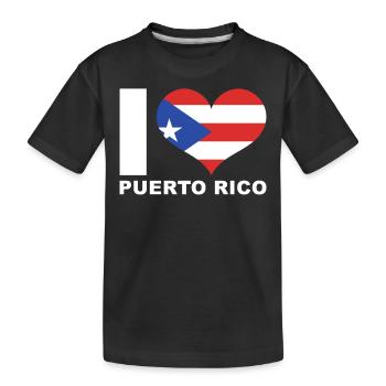 Ich liebe Puerto Rico Herz Flagge Puerto Rico - Kinder Premium Bio T-Shirt - Schwarz - Vorne