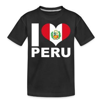 Ich liebe Peru Herz Flagge Peru - Kinder Premium Bio T-Shirt - Schwarz - Vorne
