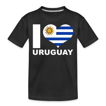 I love Uruguay heart flag Uruguay - Kids' Premium Organic T-Shirt - black - Front