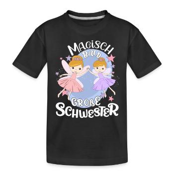 Große Schwester Fee werdende große Schwester - Kinder Premium Bio T-Shirt - Schwarz - Vorne