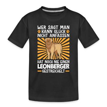 Leonberger streicheln deutscher Wachhund - Kinder Premium Bio T-Shirt - Schwarz - Vorne