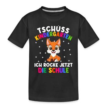 Bye Kindergarten Einschulung Schulkind Fuchs - Kinder Premium Bio T-Shirt - Schwarz - Vorne