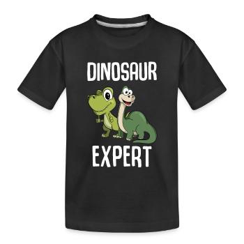 Dinosaurier Experte - Cartoon Dinosaurier - Kinder Premium Bio T-Shirt - Schwarz - Vorne