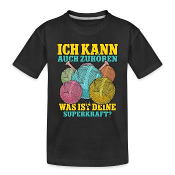 Häkeln - Kinder Premium Bio T-Shirt - Schwarz - Vorne