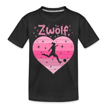 12. Geburtstag Fussball Fussballspielerin Mädchen - Kinder Premium Bio T-Shirt - Schwarz - Vorne