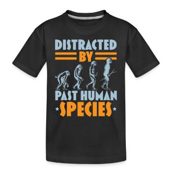 Distracted by human species anthropology - Kids' Premium Organic T-Shirt - black - Front