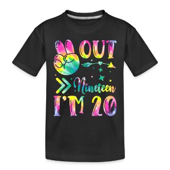 Peace Out Nineteen I'm 20 | Tie Dye Themed - Kids' Premium Organic T-Shirt - black - Front