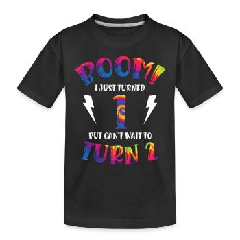 Boom Je viens d’avoir 1 mais j’ai hâte d’avoir 2 ans | - T-shirt bio Premium Enfant - noir - Devant