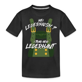 Bayrische Lederhosen Ersatz Hirsch Volksfest - Kinder Premium Bio T-Shirt - Schwarz - Vorne
