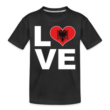 Ich liebe Albanien Herz Flagge Albanien - Kinder Premium Bio T-Shirt - Schwarz - Vorne