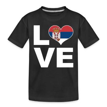 Ich liebe Serbien Herz Flagge Serbien - Kinder Premium Bio T-Shirt - Schwarz - Vorne